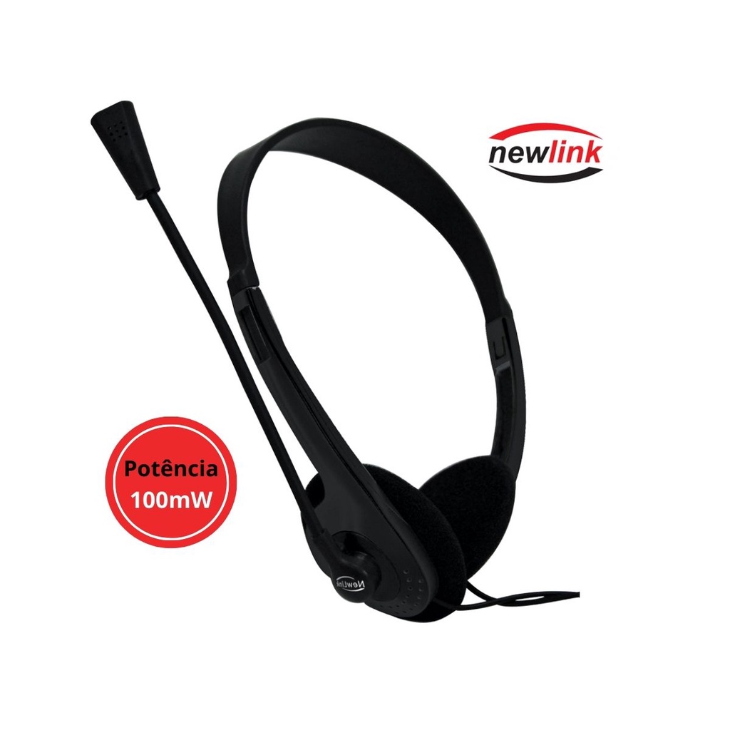 Headset Headphone Com Microfone Hs302 Newlink P2 Fone De Ouvido Para Telemarketing Atendimento Ao Cliente High Tone