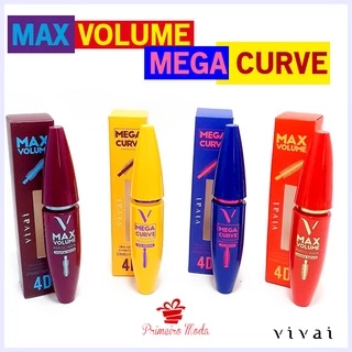 Rímel 4D, Mega curve e Max volume, Máscara para cílios alongadora Vivai, Dê mais volume aos seus cílios e realce a beleza do seu olhar