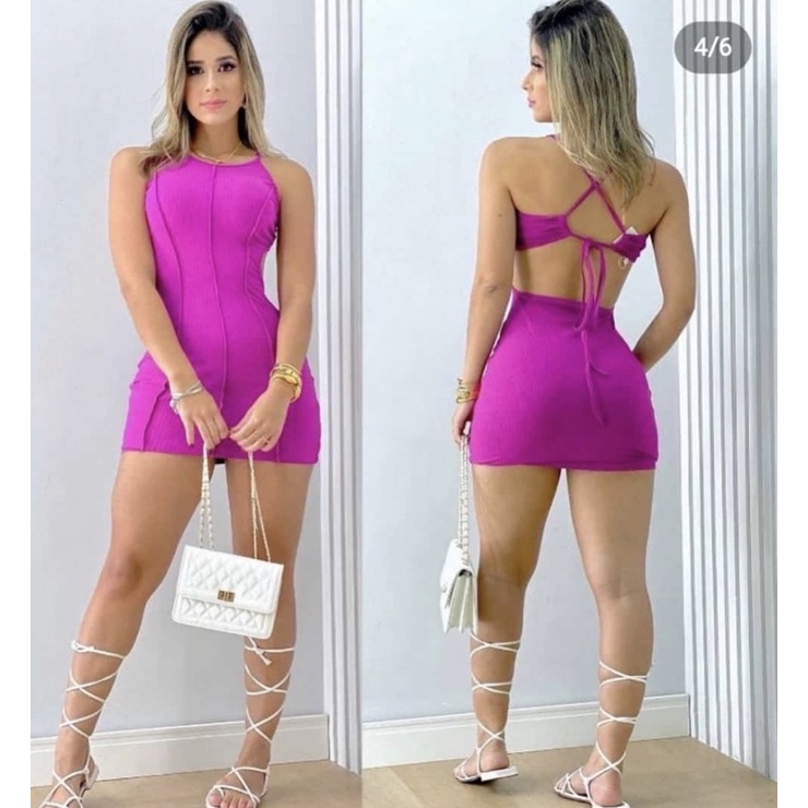 Vestido Tubinho Curto Costas Nuas Bege