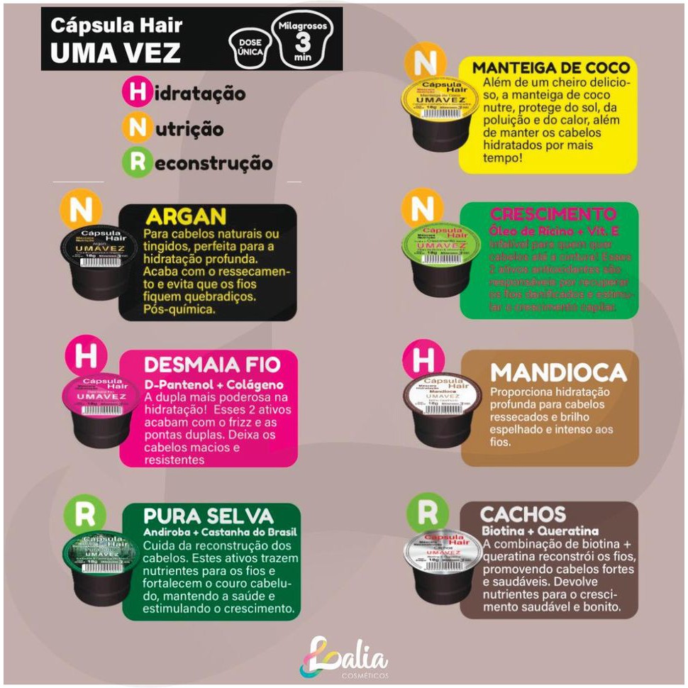 Kit Cápsula Hair Tratamento Capilar Cronograma capilar 18g contem 3 capsula