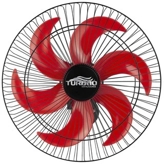 Ventilador de Parede Oscilante 50cm Preto/Vermelho Turbão 130W Bivolt