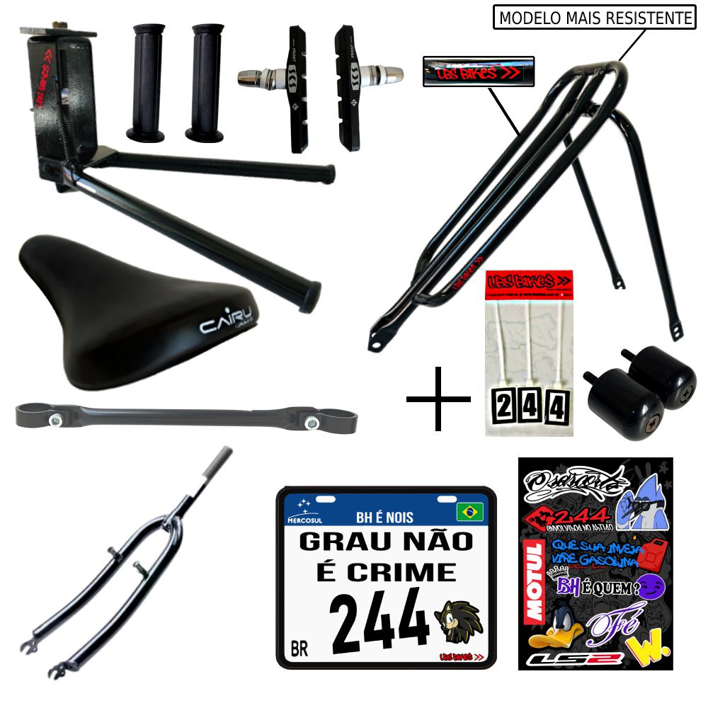 Garupa Reta + Cartela + Placa Mercosul Grau - LBS BIKES