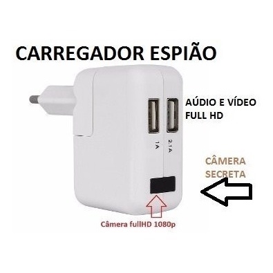 Carregador Espião com Câmera Espiã e Sensor de Presença