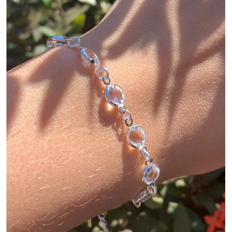 Pulseira Feminina zircônia strass a prata 925 antialérgico