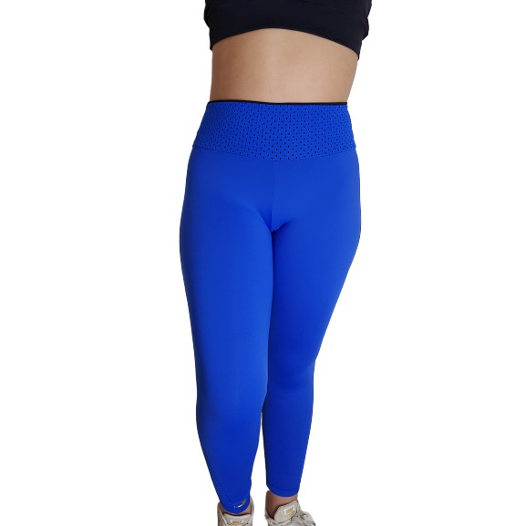 Plus Size Basic High Waist Leggings - Royal Blue