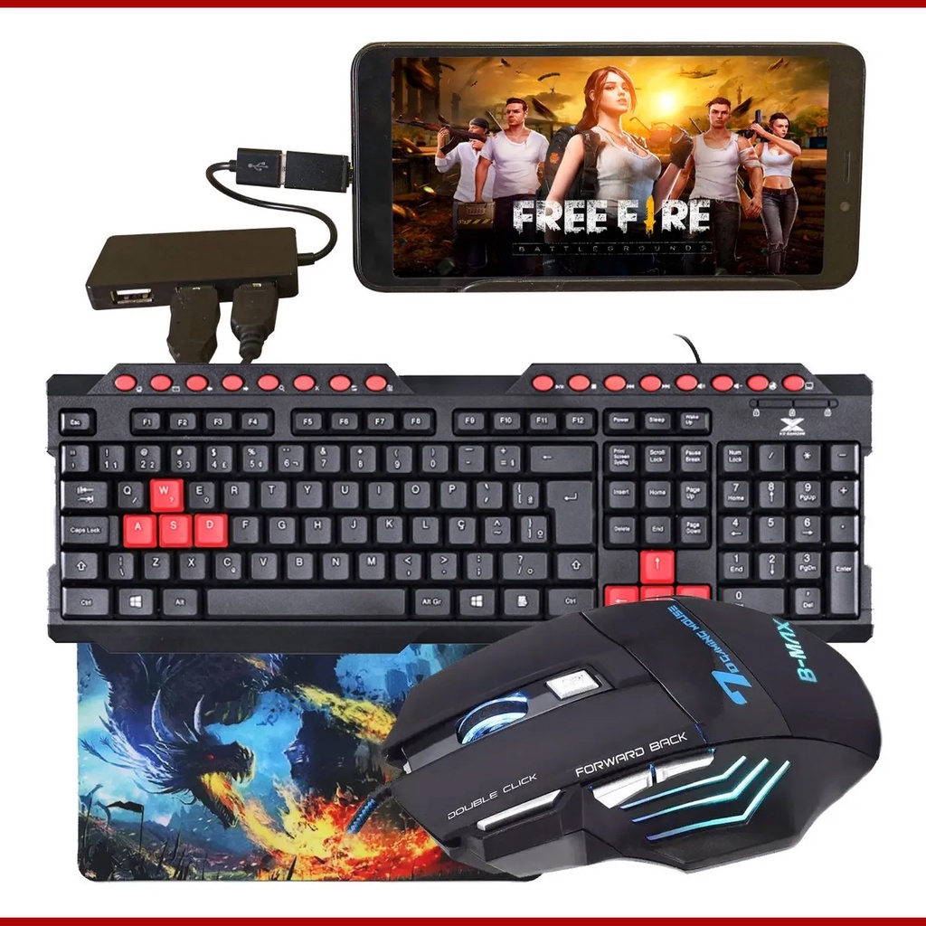 Kit Gamer Para Celular Com Teclado + Mouse Exbom X7 3200 Dpi Shopee Brasil