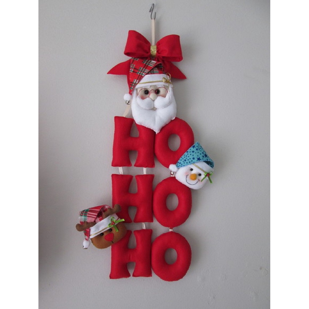 Enfeite de Porta de Natal HO-HO-HO em Feltro - 50 cm