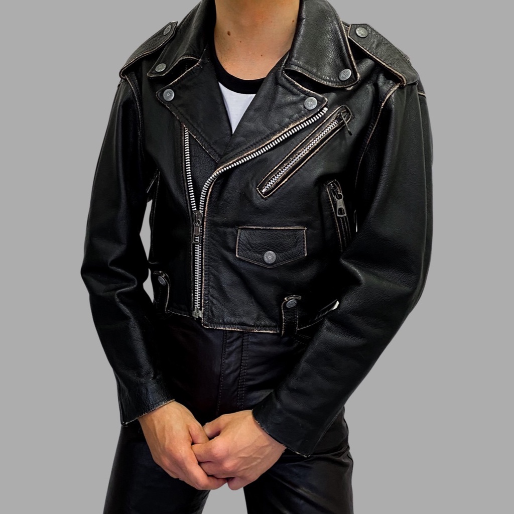 Jaqueta PZA Motorcycle Club Vintage em Couro | Shopee Brasil