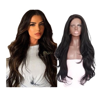 peruca front lace orgânica 65 cm com aspecto de cabelo humano sem brilho  pode pranchar ate 200° graus