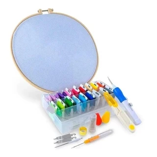 Kit Bastidor Bordado Ponto Cruz Iniciantes Com agulha Ponto Russo linhas bastidor pano de bordado