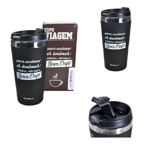 Copo Térmico Frases Criativas Café Chá Capuccino 450ml