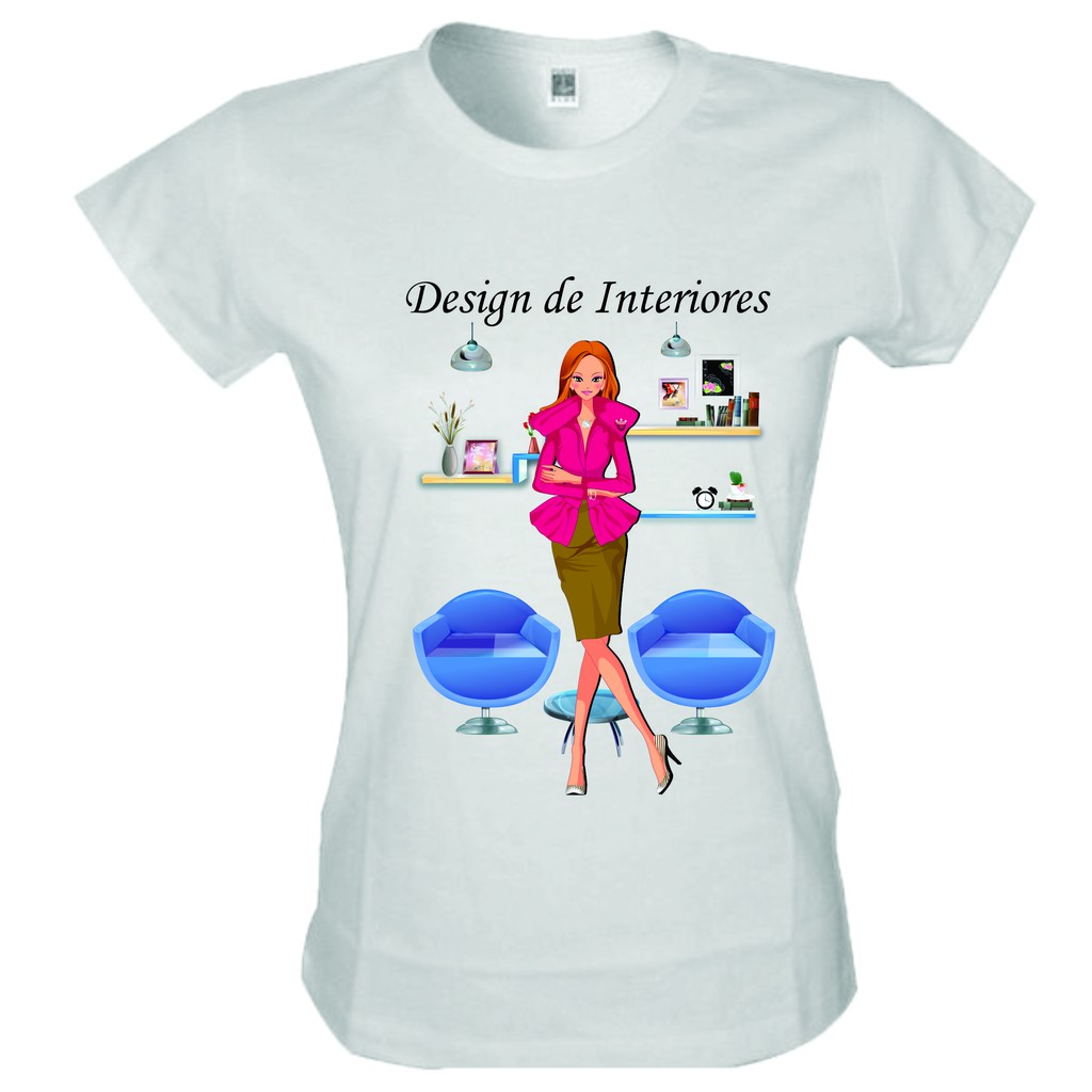 Camiseta Design De Interiores Feminina Baby Look | Shopee Brasil