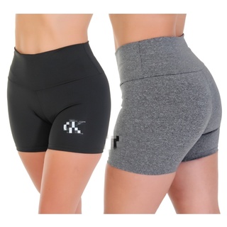 KIT 2 Short Fitness Para Yoga Crossfit ou Ginastica Crossfit Roupa Feminina Legging Liso Bermuda