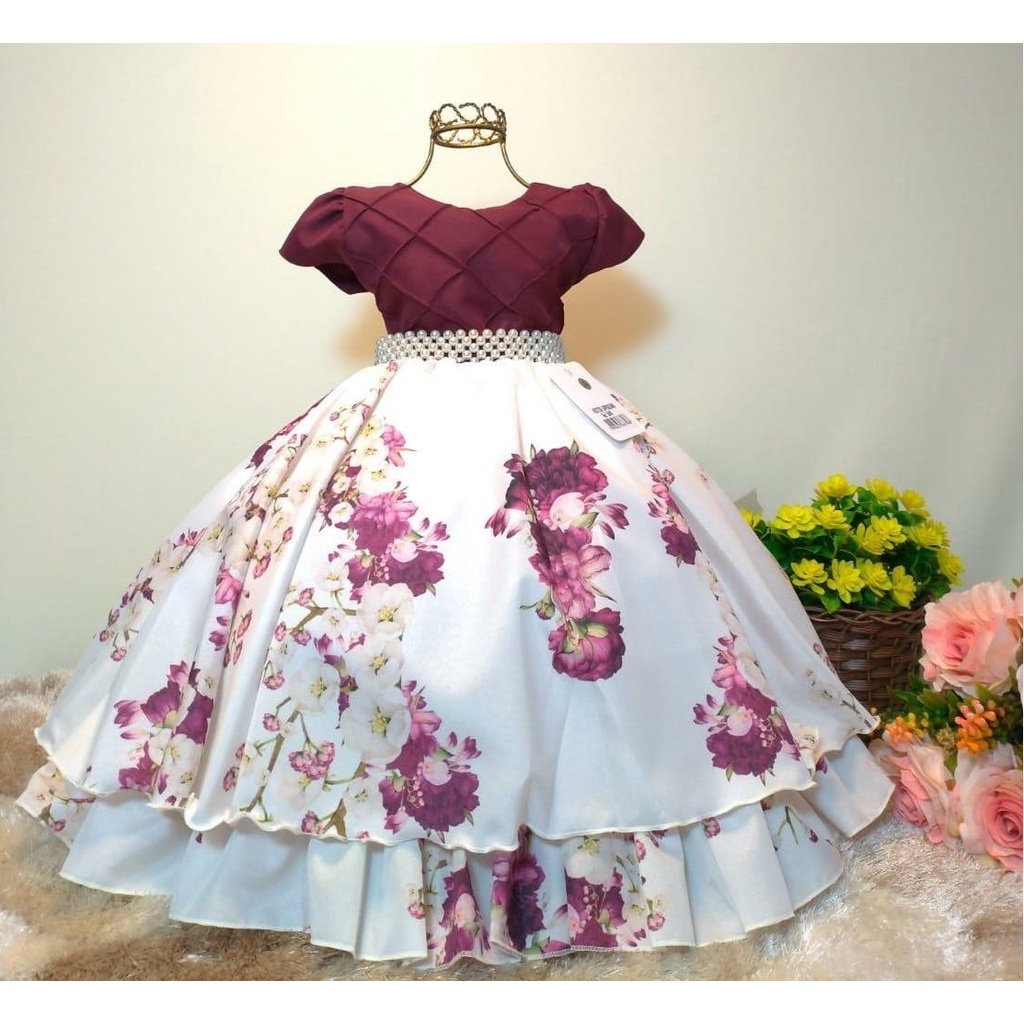 Vestido de dama/daminha de honra para casamento nas cores marsala