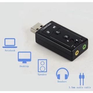 Placa De Som Adaptador Usb 7.1 Canais Áudio 3d Sound Fone Pc