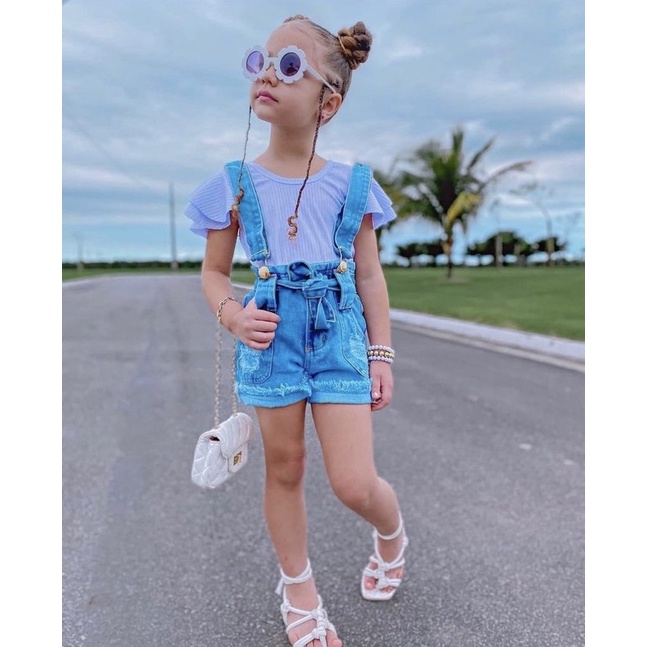 Zanjkr Roupas Kawaii, suspensórios para bebês e meninas, estampa floral,  laço, shorts e roupas legais para meninas (multicolorido, 2 a 3 anos) :  : Moda