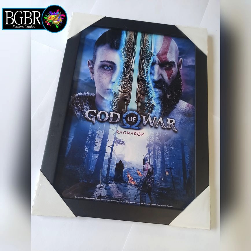 Quadro Decorativo God Of War Ragnarok 29x40 Com Moldura