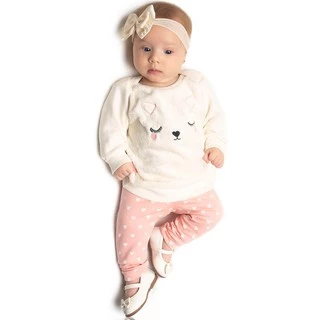 Roupa Bebê Menina Conjunto Infantil Inverno Blusa Pelo e Calça Legging Moletom Quentinho de Frio Peluciado