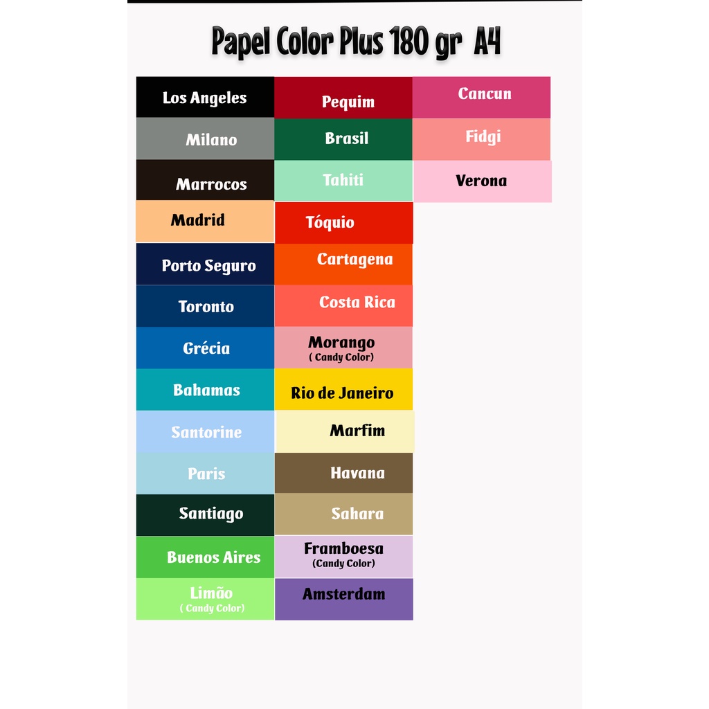 Pacote com 50 folhas Color Plus - Cores a sua escolha Veja Descrição ...