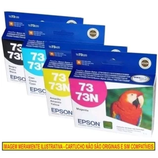 Cartucho compatível Epson TO 73 Kit 4 Cores P/ C79 Cx3900 Tx200 Tx400