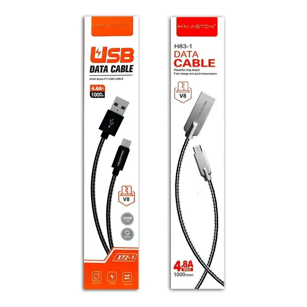 Cabo USB/ V8 - Turbo Carregamento e dados 4.8 Amperes Metalizado Cobre inoxidável - Hmaston H83-1 - 1 metro