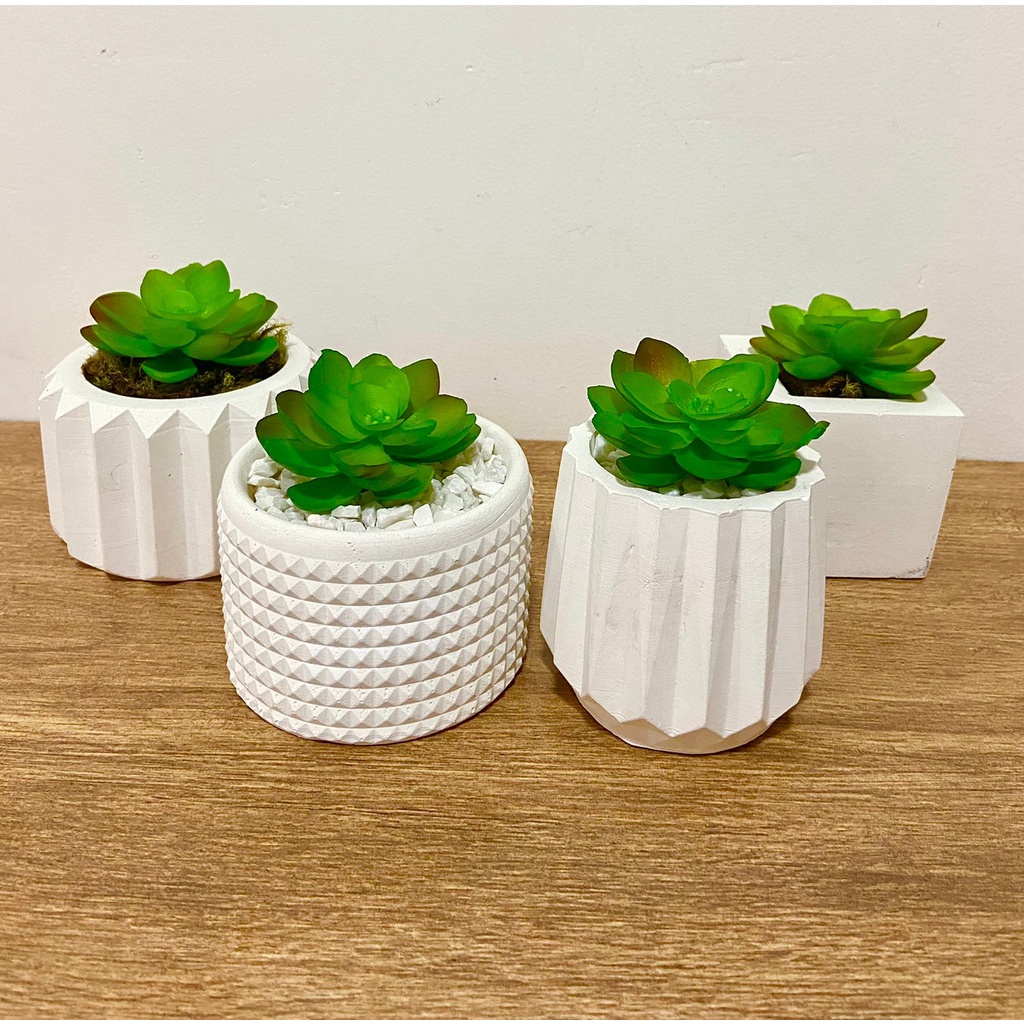 Kit 4 Unidades Vaso decorativo de gesso texturizado para Suculentas ...