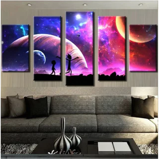 Quadros Decorativo Mosaicos Rick And Morty No Universo 5 Peças n.a parede = 877