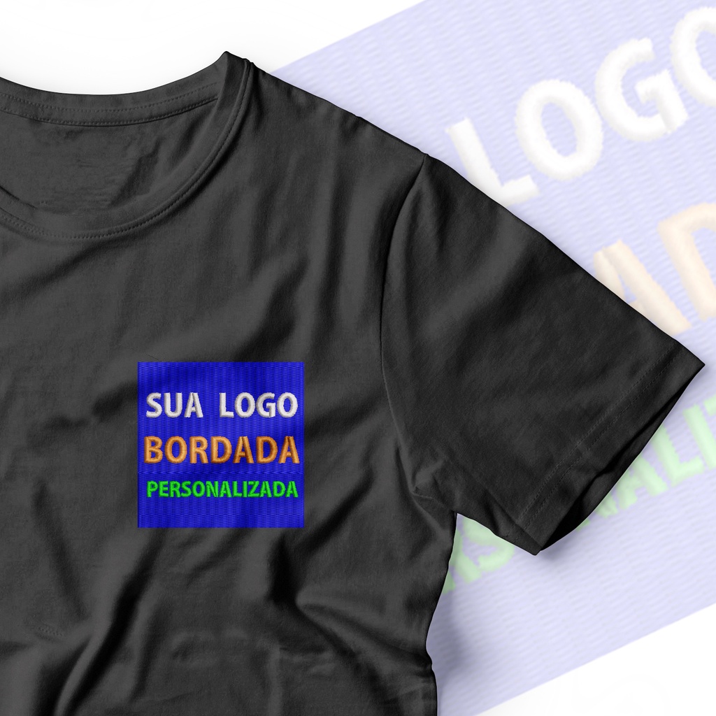 Camisa com Logo Personalizada Bordada em Malha PV Antipiling para Faculdade Marca Empresas Negócios Loja Uniforme T-shirt em branco ou preto