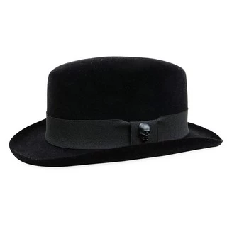 Cartola Diplomata Preta Premium Unissex Estilo Feltro Rígido Aba 5 Cm Faixa Preta Com Caveira Preta Coleção Skull