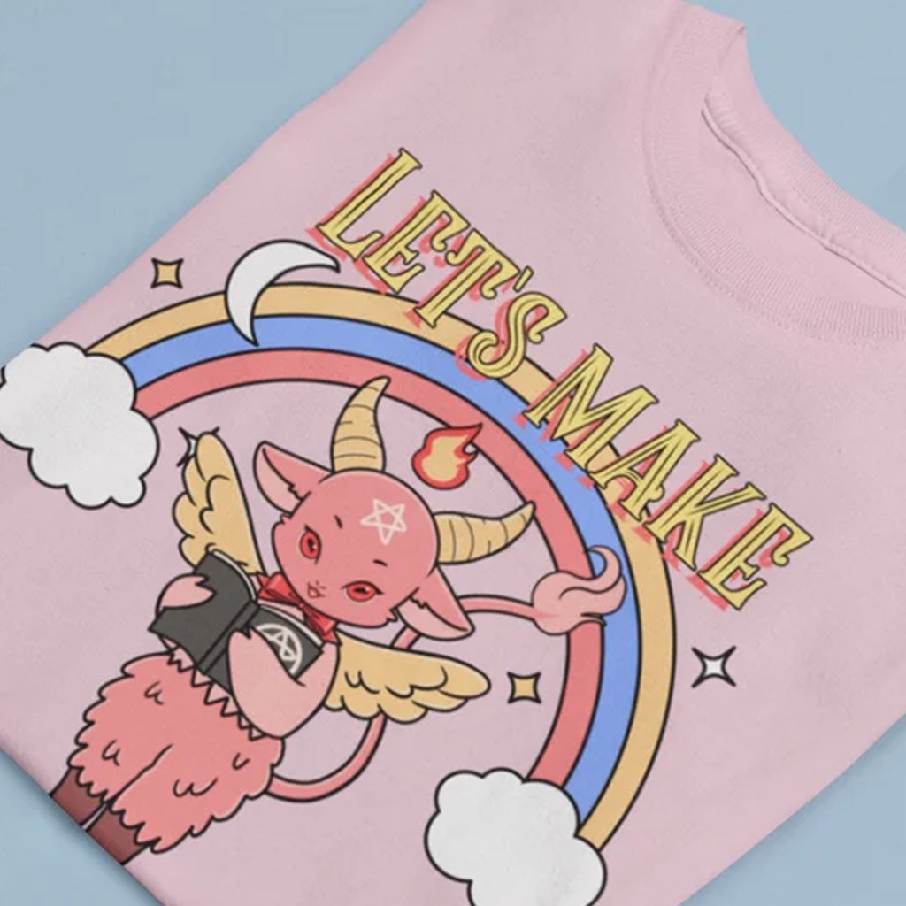 Camiseta T-shirt Unissex Algodão Baphomet Demon Deal Cute