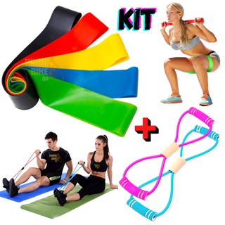 Kit 5 Elástico de Treino Mini Band + Elástico Tensão Extensor Exercício Treino em Casa Funcional Fisioterapia