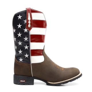 Bota Texana Masculina Country EUA Couro Bico Redondo 7mboots