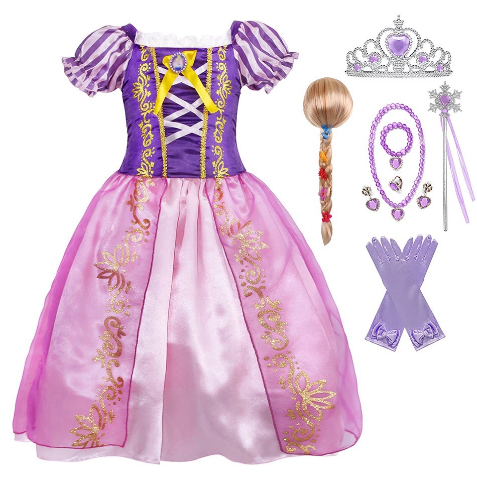 Vestido Infantil Princesa Rapunzel