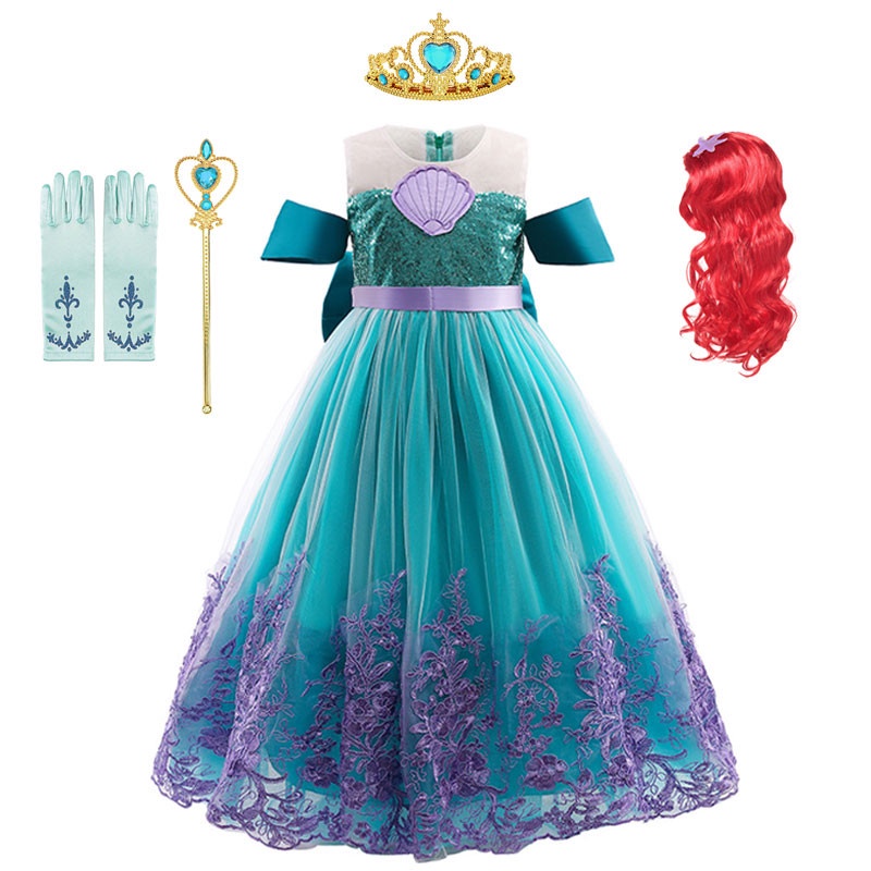 Sereia Ariel Princesa Vestido Da Menina Trajes Cosplay Crianças ...