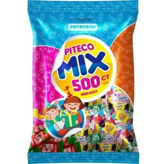 Bala 500un 1,450kg Pacotão Econômico Piteco Mix Frutas Sortidas Mastigável Macia Pietrobon Atacado Festa Aniversário