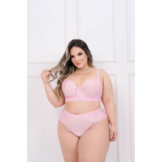 conjunto de lingerie plus size fio duplo confort