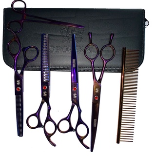 Kit 5 Tesouras Pet Shop Profissionais 7 Polegadas Banho Tosa