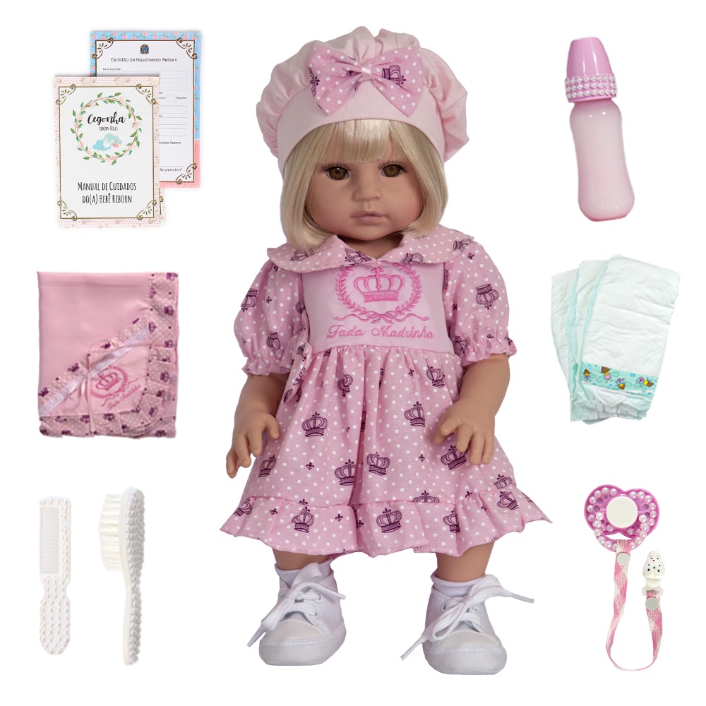 Boneca Infantil de Roupa Fada Madrinha Realista - Cegonha Reborn