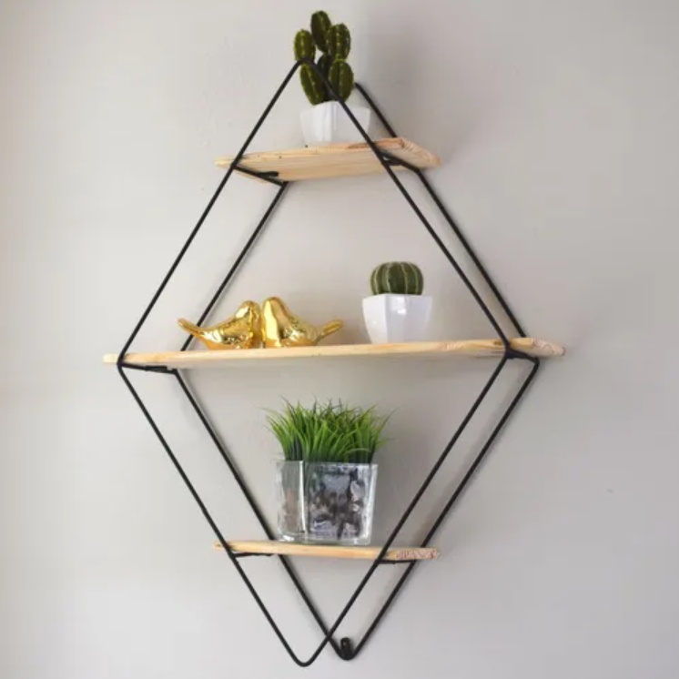 Nicho Losango Prateleira Aramado Metal Ferro Decoração Diamante
