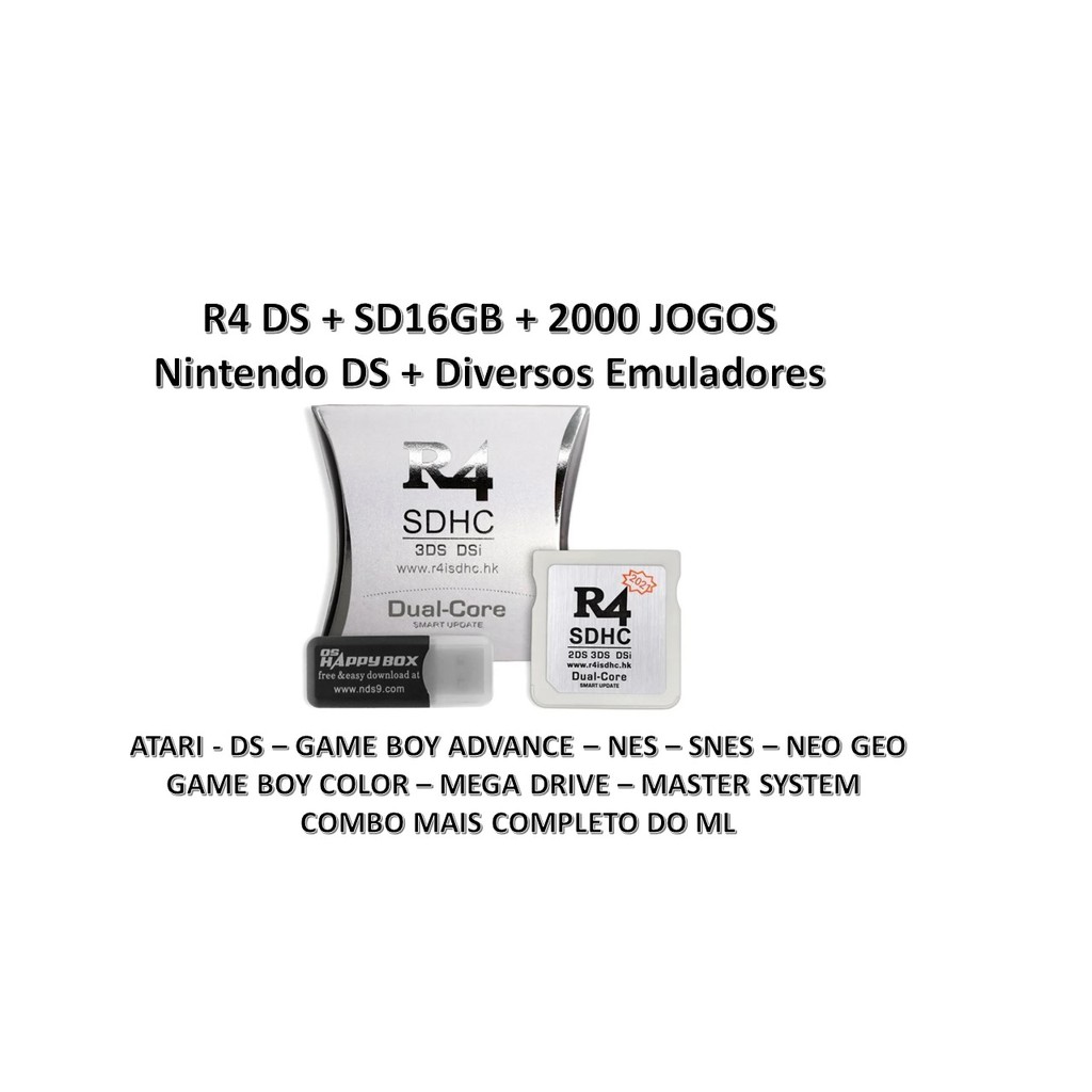 Cartão R4 Pronto Para Jogar + 32gb lotado de Jogos e Emuladores Nintendo Ds  Dsi 2Ds 3Ds