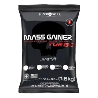 Hipercalórico Mass Gainer Turbo 1,6kg ou Masstodon 3kg - Black Skull - Ganho Massa Muscular