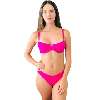 Biquini Meia Taça Retrô Com Tanga Asa Delta Pink Rosa
