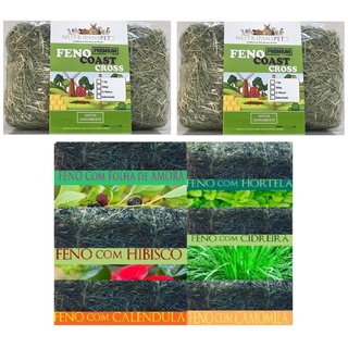 2kg + Combo Feno premium NUTRIPANSPETS 6 und. 100g cada feno saborisado com amora hortela hibisco cidreira calendula camomila