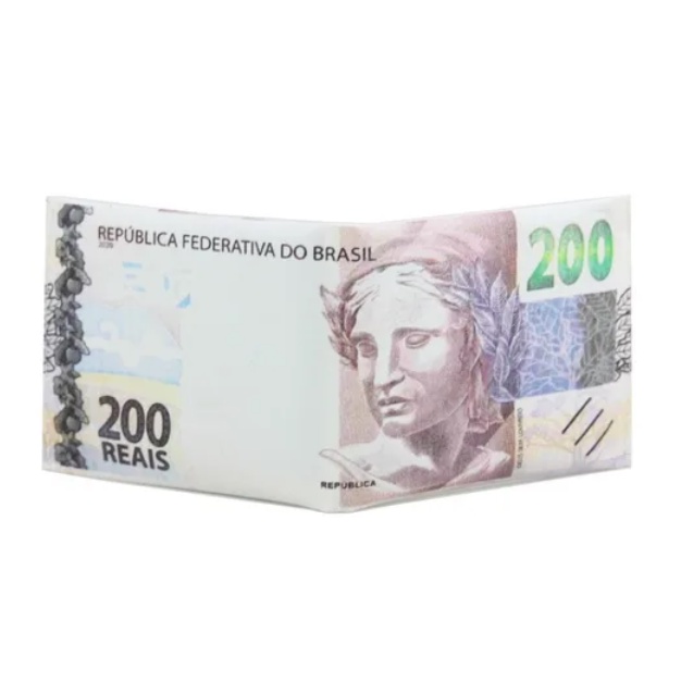 Carteira Estampada de Notas Estrangeiras Dólar/ Euro/ Real Guardar Cédulas Documentos