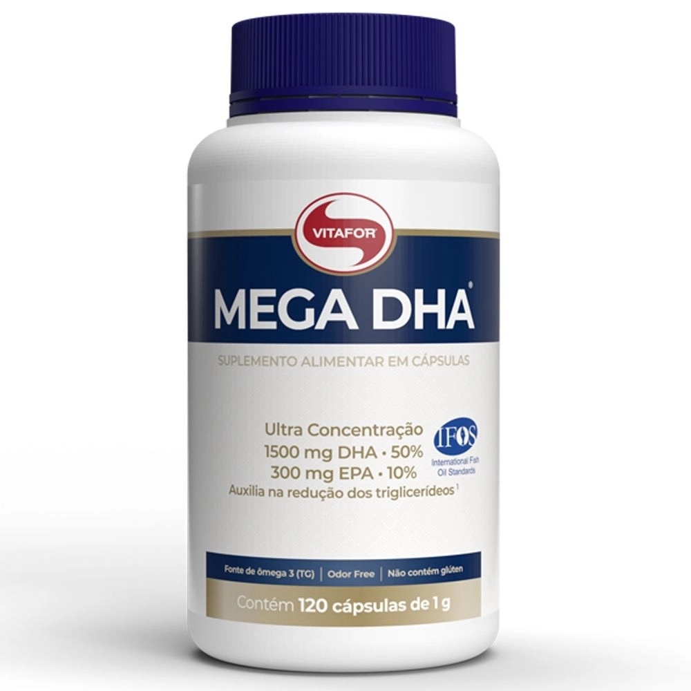 MEGA DHA 120 CÁPSULAS - VITAFOR fonte de ácidos graxos ômega 3 EPA ...