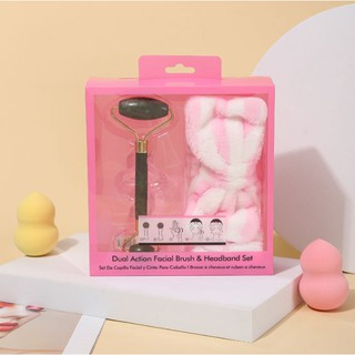 Kit Rolo Massageador Facial Anti Rugas e Faixa para Cabelo