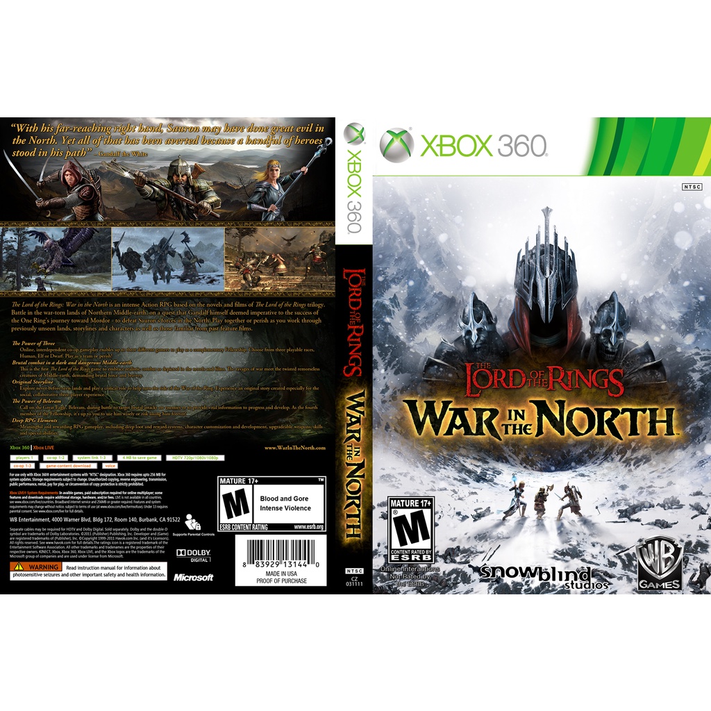 Lord Of The Rings war in the north P/ XBOX360 (LTU/LT/JTAG/RGH ...