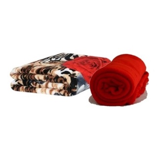 Kit Cobertor Manta Casal Padrao 01 Lisa + 01 Estampada Macia