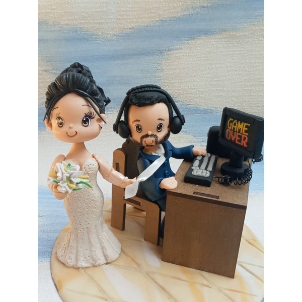 Topper personalizado do bolo do casamento para o gamer, controlador do jogo,  amor do livro, topper Bookish do bolo do jogo vídeo - AliExpress