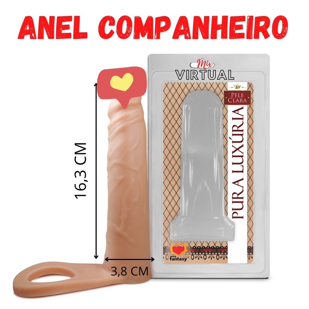 Pênis Anel Companheiro Dupla Penetração Anel Peniano Companheiro 16,3 X 3,8  Cm Pele | Shopee Brasil